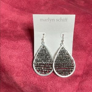 Marlyn Schiff Silver and Black Teardrop Earrings